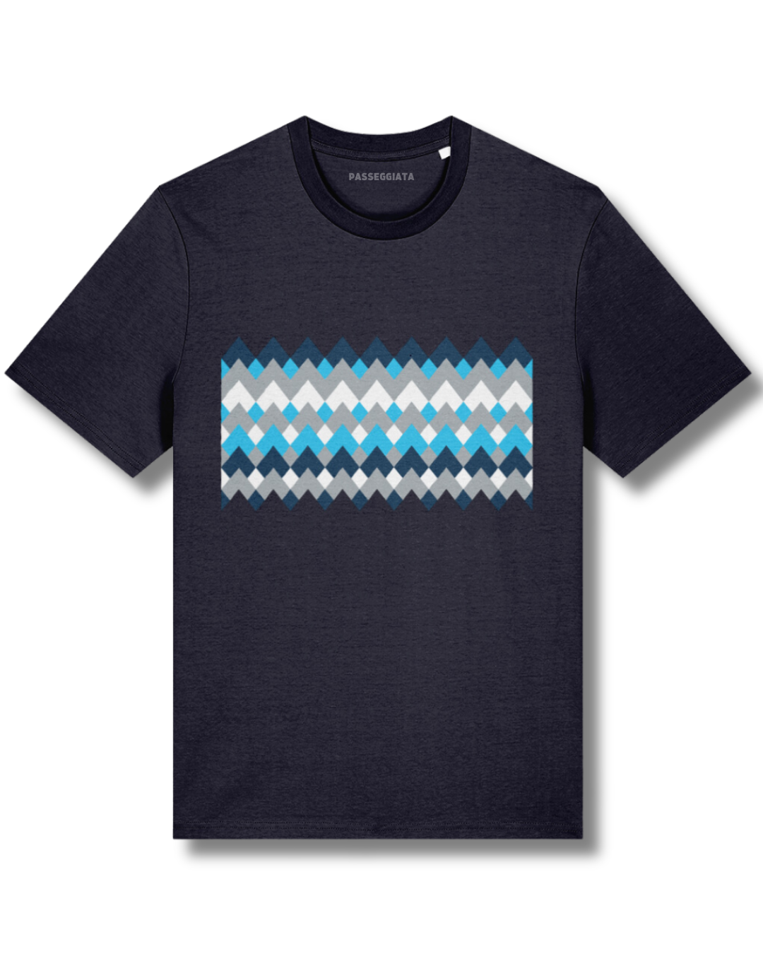 Blue, White & Grey Zig Zag T-Shirt (Navy)