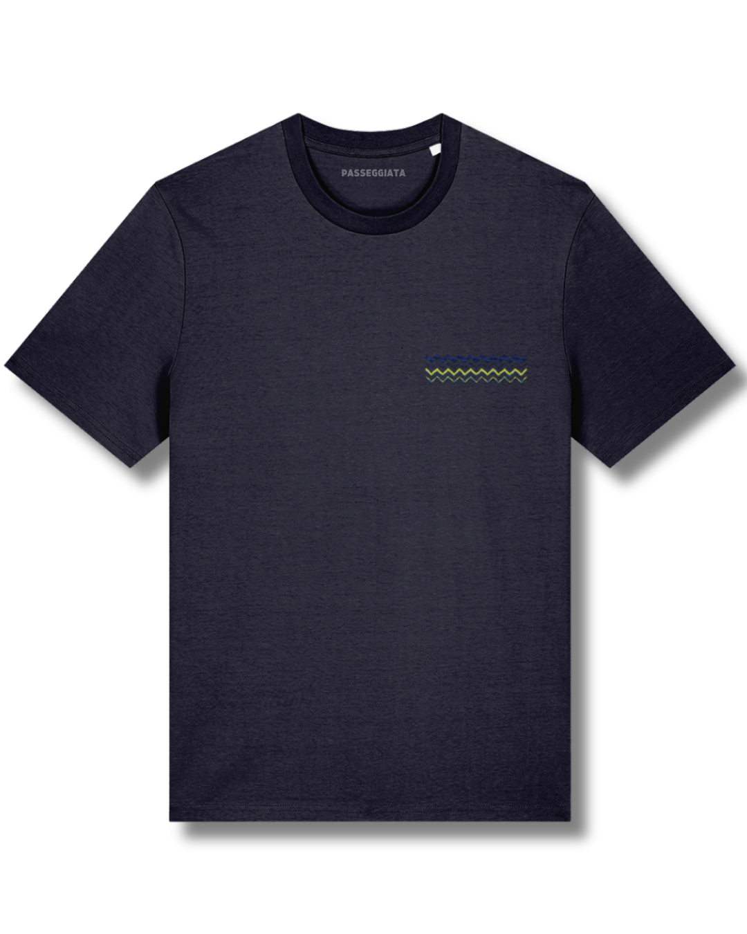 Navy & Yellow Embroidered Zig Zag T-Shirt (Navy)