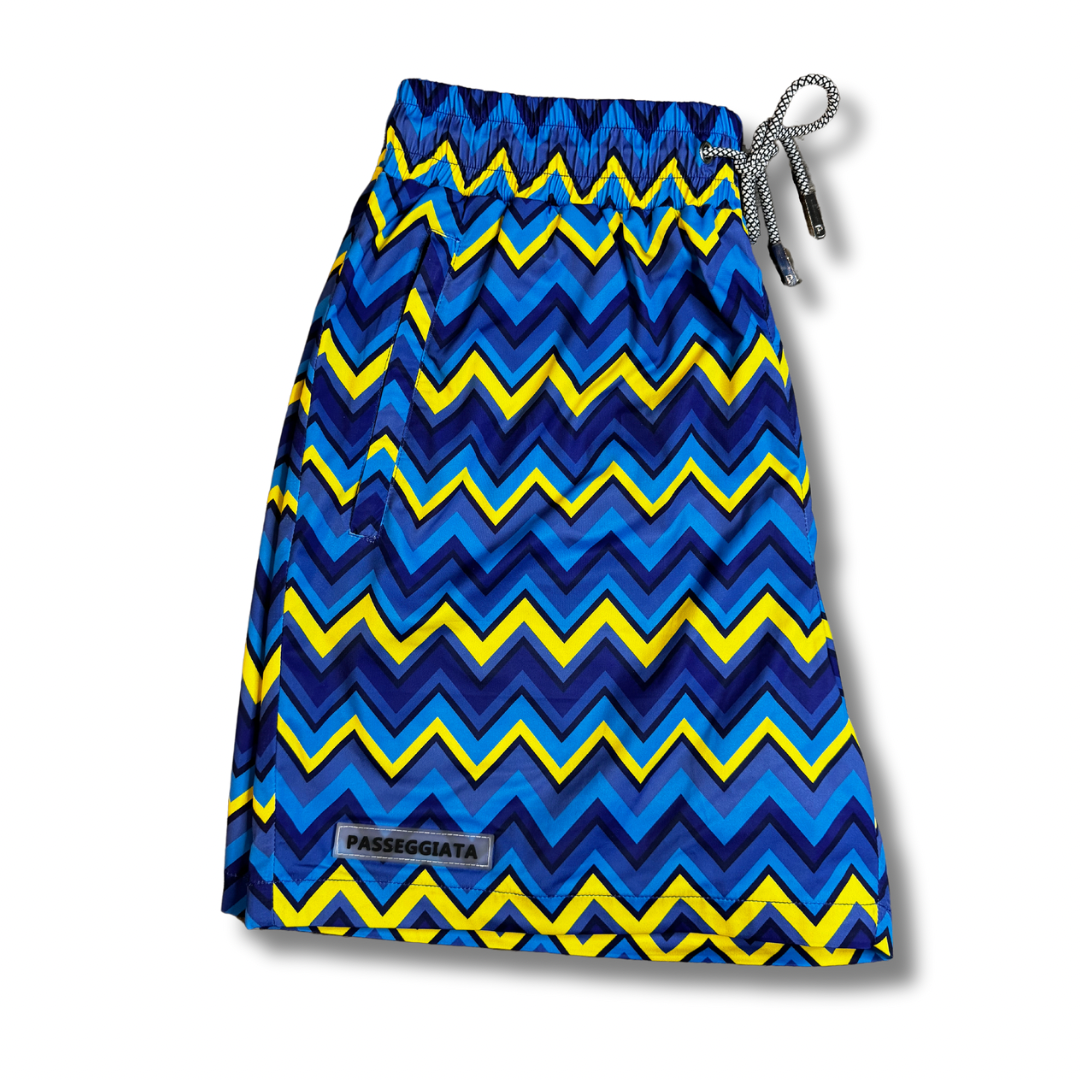 Zig Zag Premium Swim Shorts (Navy/Yellow)