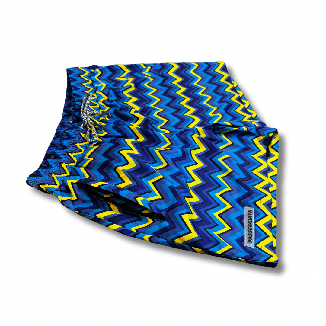 Zig Zag Premium Swim Shorts (Navy/Yellow)