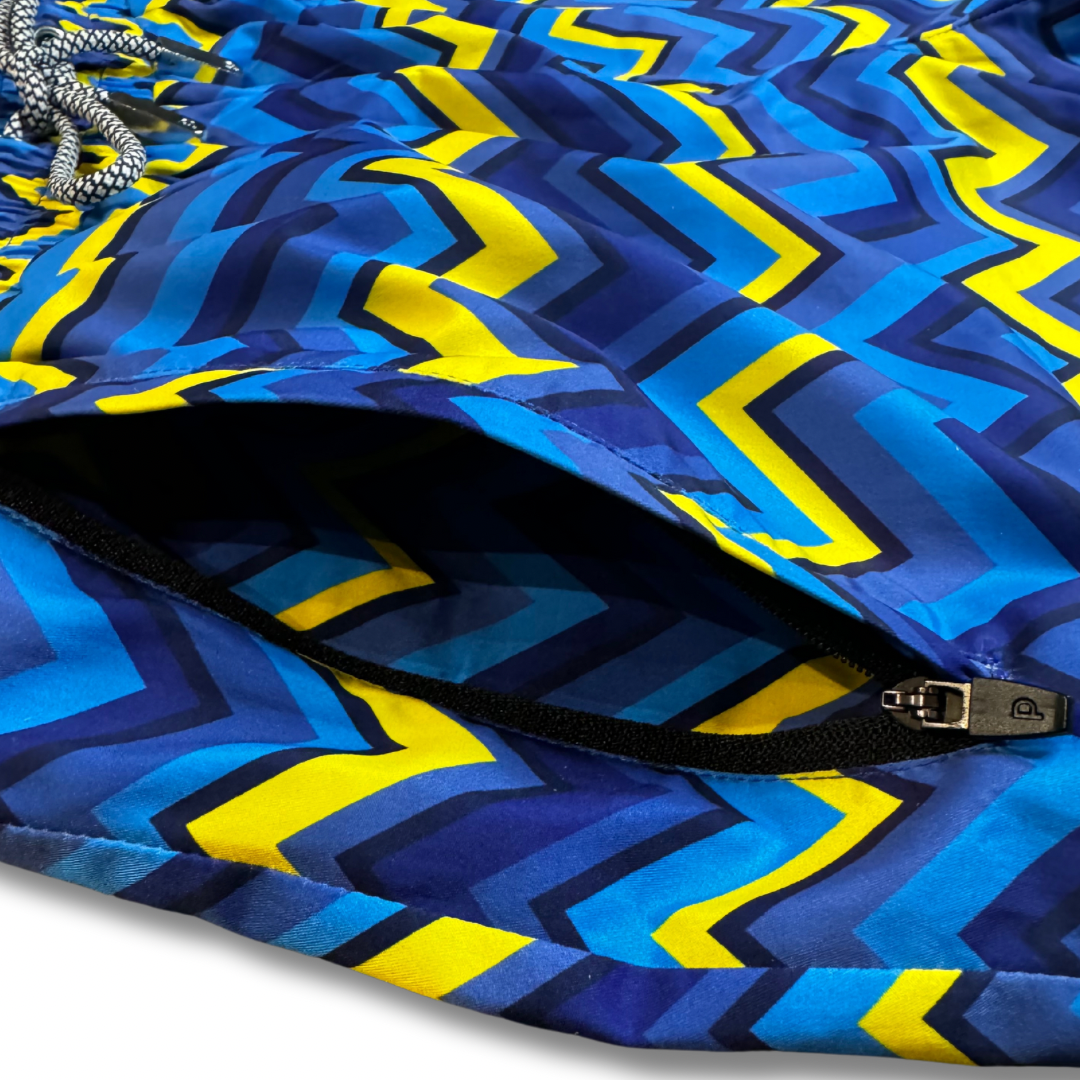 Zig Zag Premium Swim Shorts (Navy/Yellow)