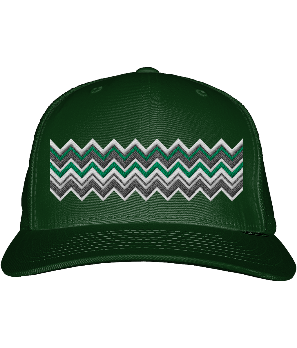 Zig Zag Trucker Cap - (Grey & Green)