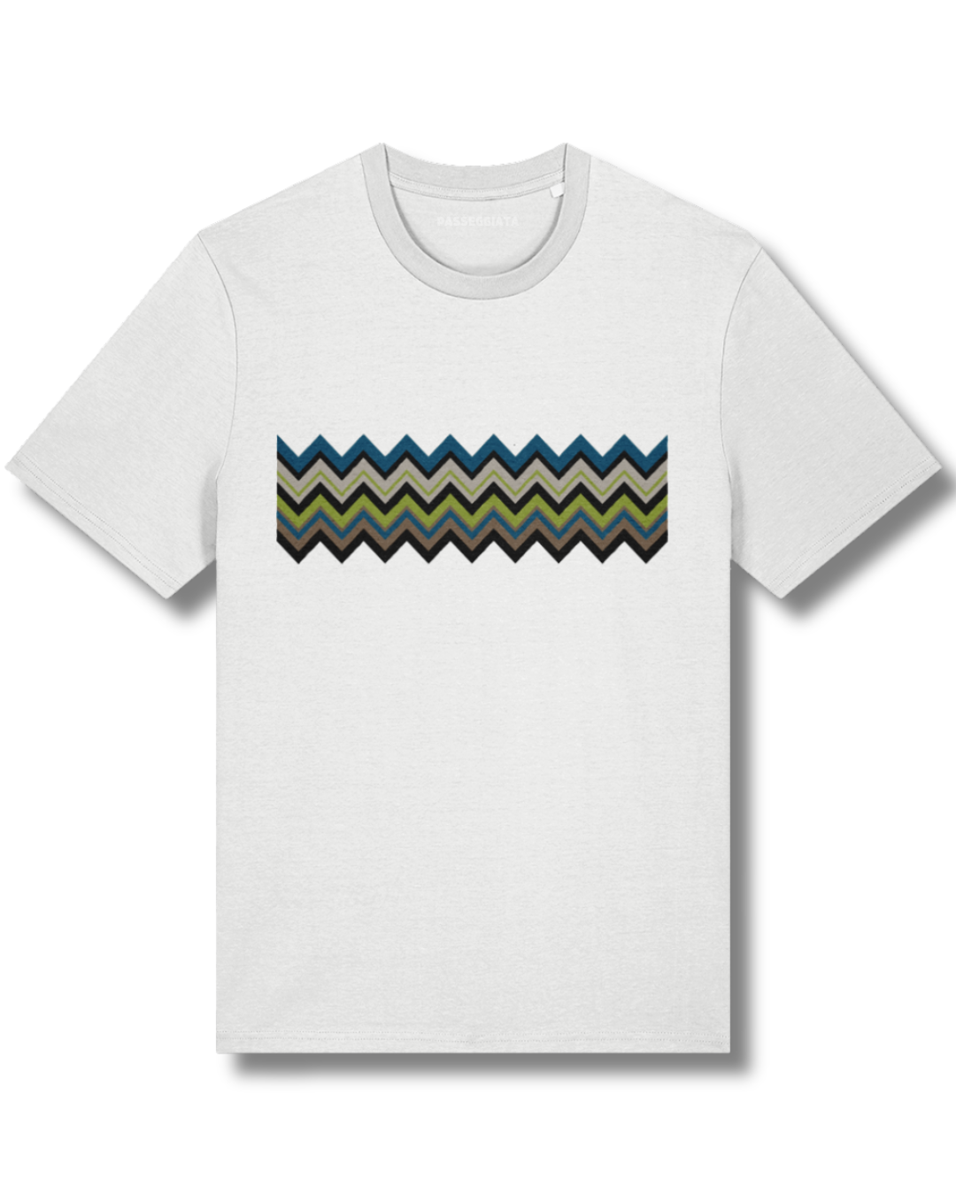 Green & Blue Zig Zag T-Shirt (White)