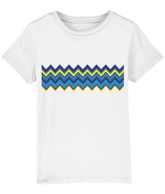 Navy and Yellow Zig Zag T-Shirt Kids (White)