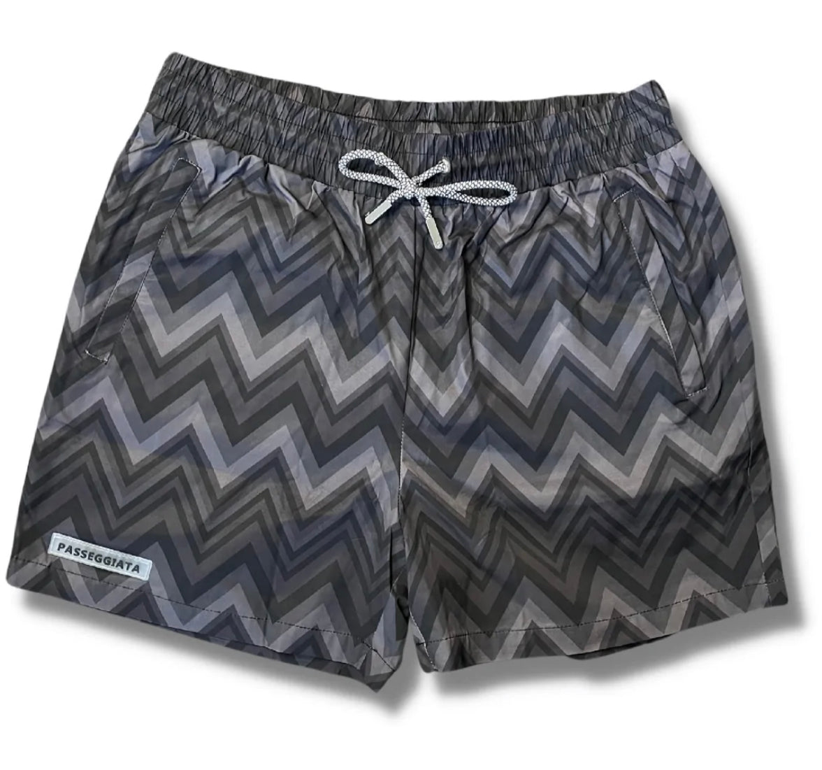 SS24 Zig Zag Premium Swim Shorts & T-shirt Set (Black/Grey)