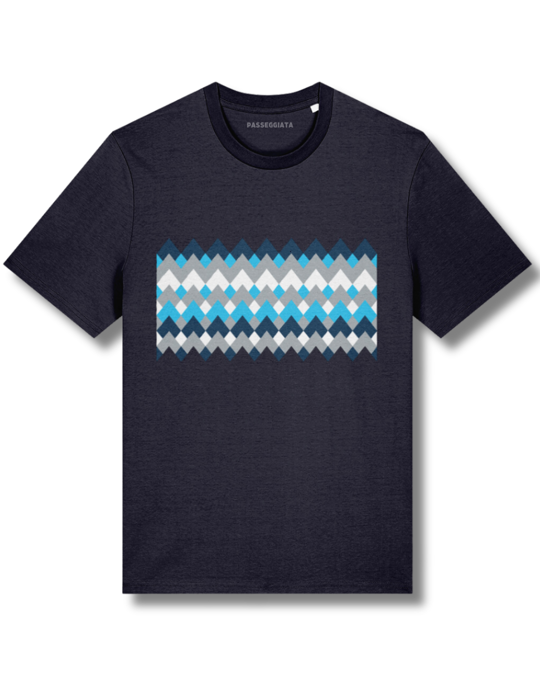 SS24 Blue, White & Grey Zig Zag T-Shirt (Navy)