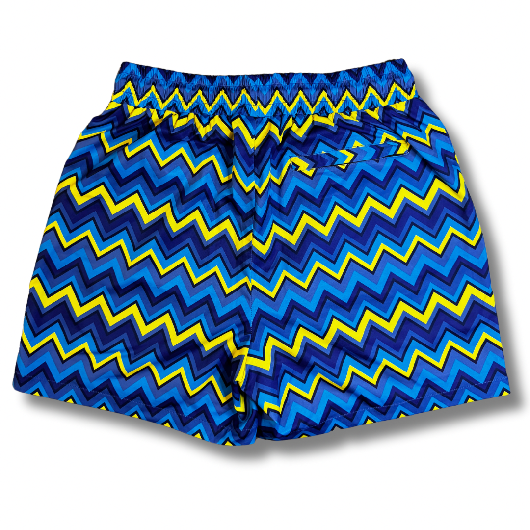 SS23 Zig Zag Premium Swim Shorts (Navy/Yellow)