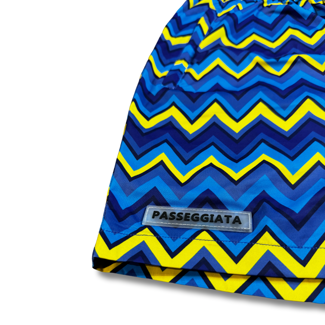 SS23 Zig Zag Premium Swim Shorts (Navy/Yellow)