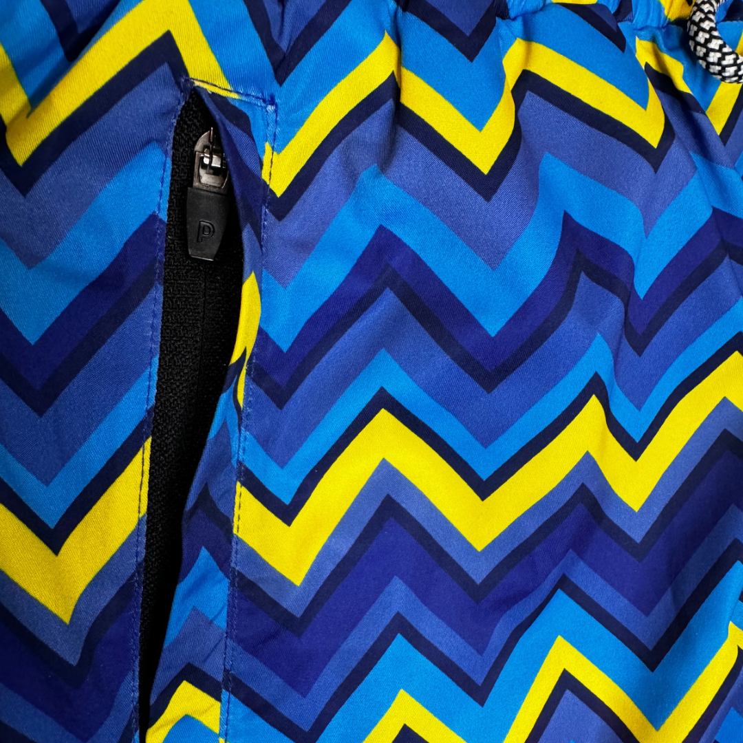 SS23 Zig Zag Premium Swim Shorts (Navy/Yellow)