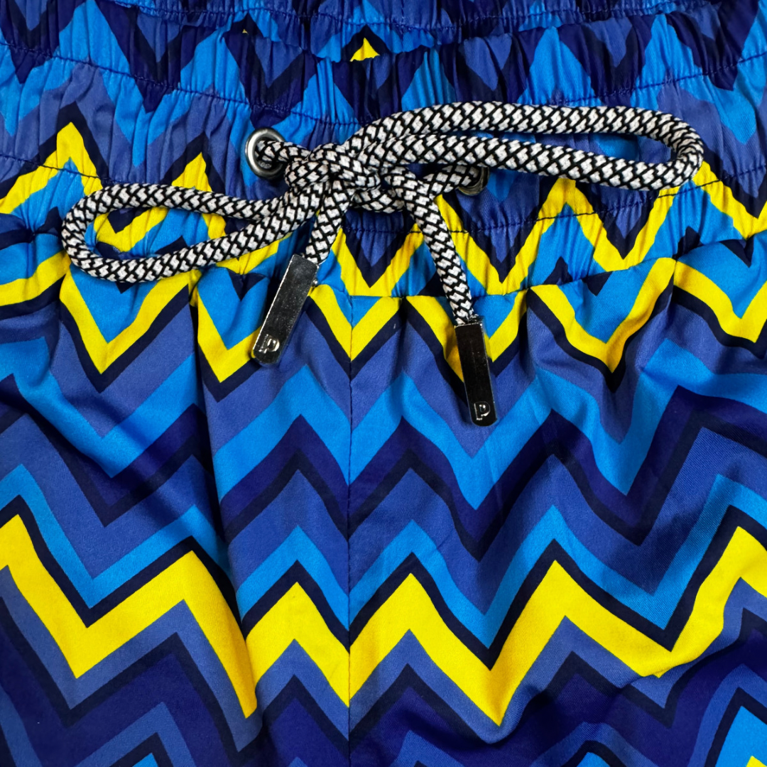 SS23 Zig Zag Premium Swim Shorts (Navy/Yellow)