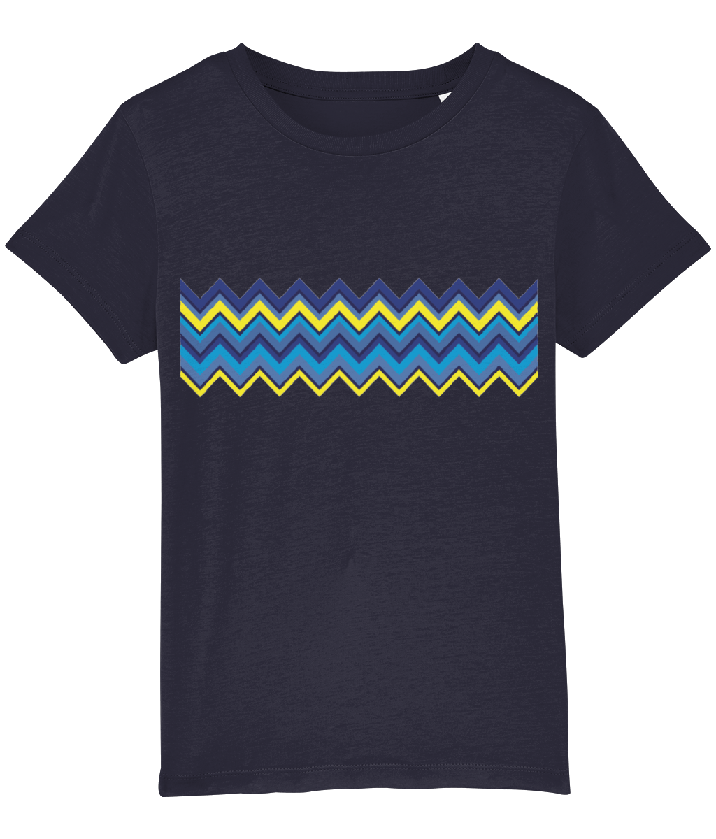 Navy and Yellow Zig Zag T-Shirt Kids (Navy)