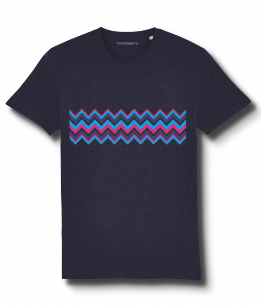 AW23 Blurred Lines Zig Zag T-Shirt (Navy)