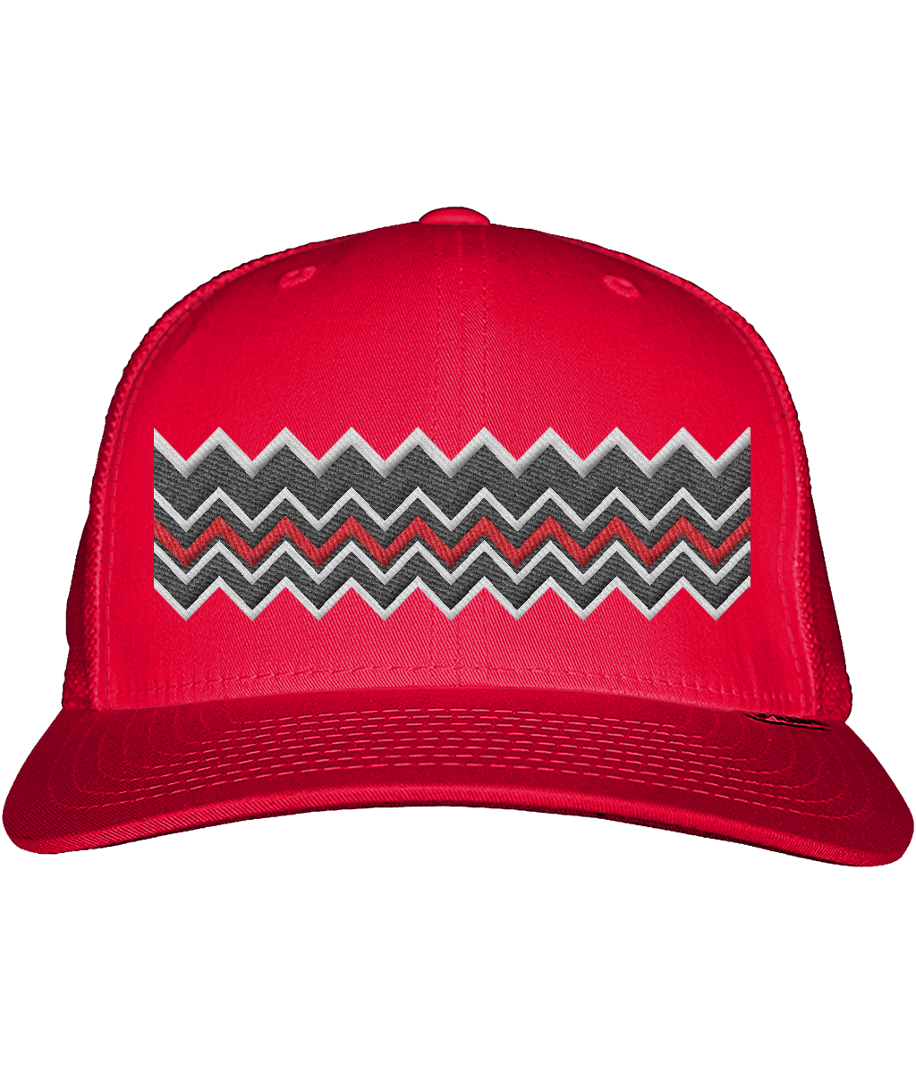 Zig Zag Trucker Cap  -  (Red, Grey & Black)