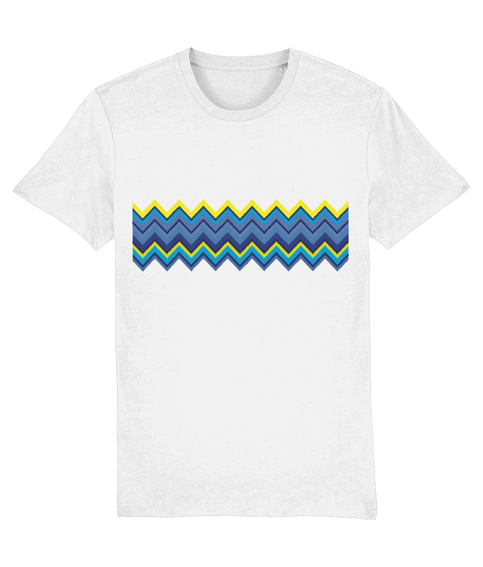 SS23 Navy & Yellow Zig Zag T-Shirt (White)