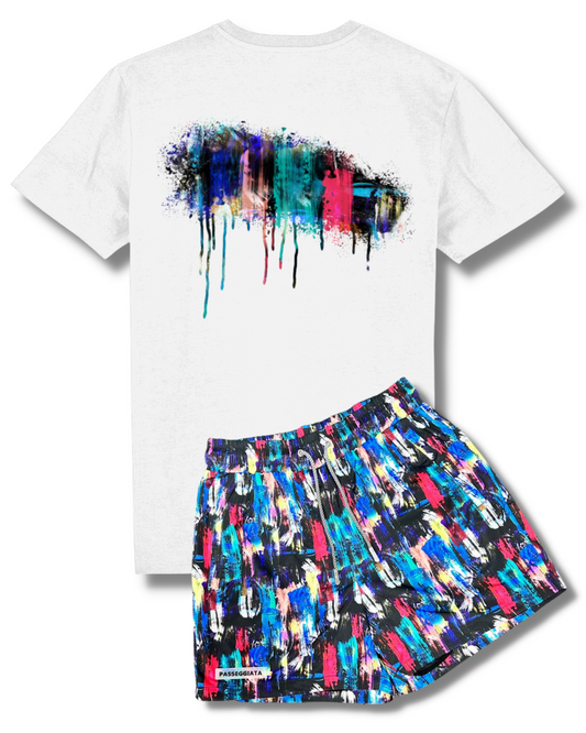 SS23 Paint Premium Swim Shorts & T-shirt Set (Multi Colour)