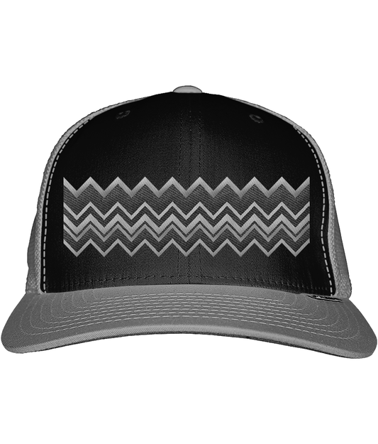 Zig Zag Trucker Cap  -  (Black & Double Grey)