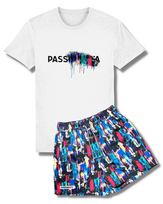 SS23 Paint Premium Swim Shorts & T-shirt Set (Multi Colour)