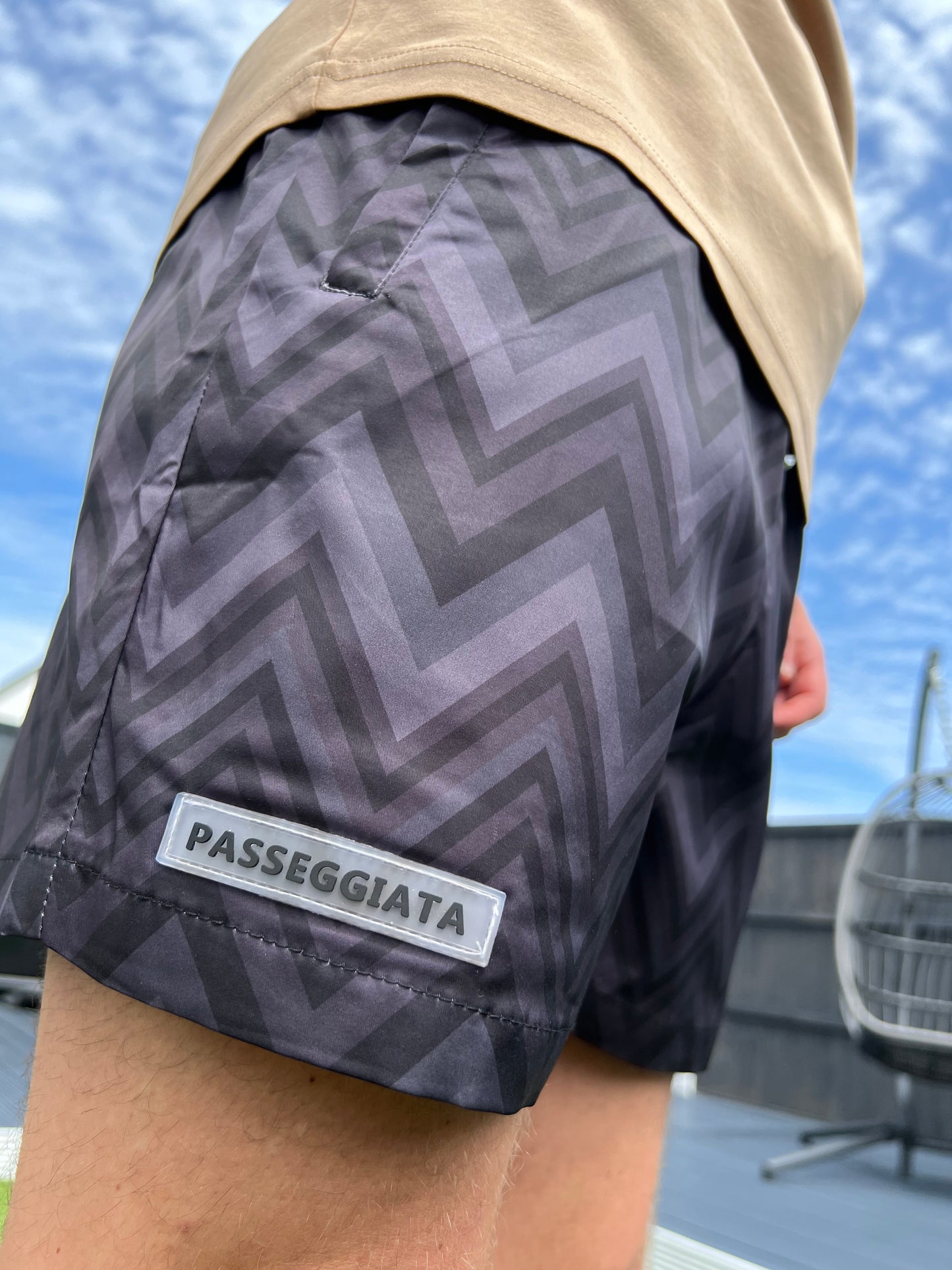 Black/Grey Zig Zag Premium Swim Shorts - passeggiata