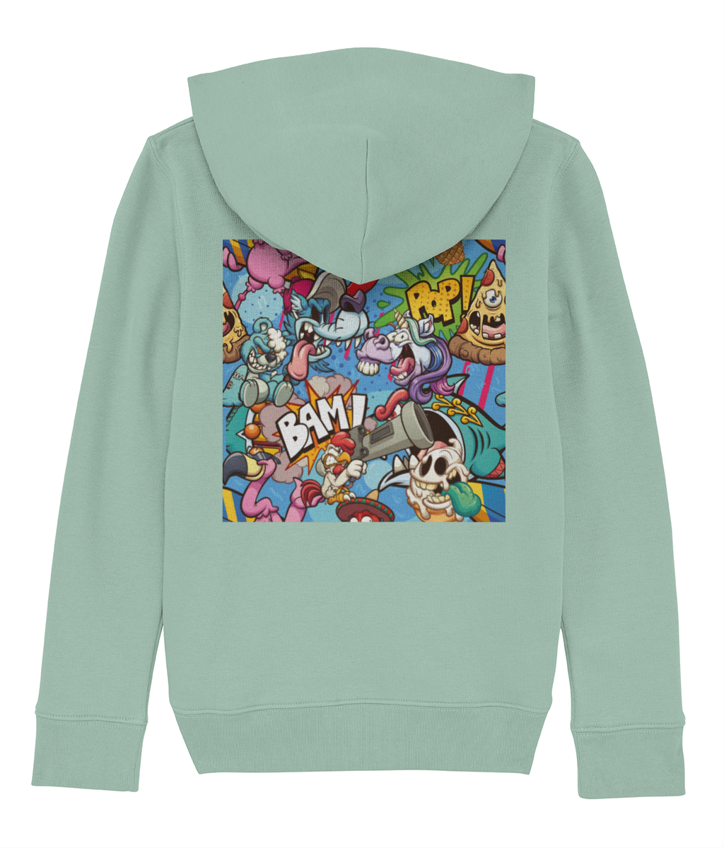 Cartoon Sketch Hoodie Kids (Navy/Aloe Green/Cotton Pink)