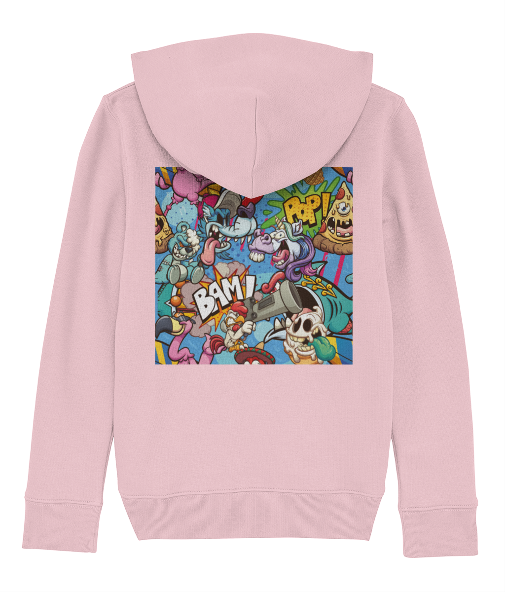 Cartoon Sketch Hoodie Kids (Navy/Aloe Green/Cotton Pink)