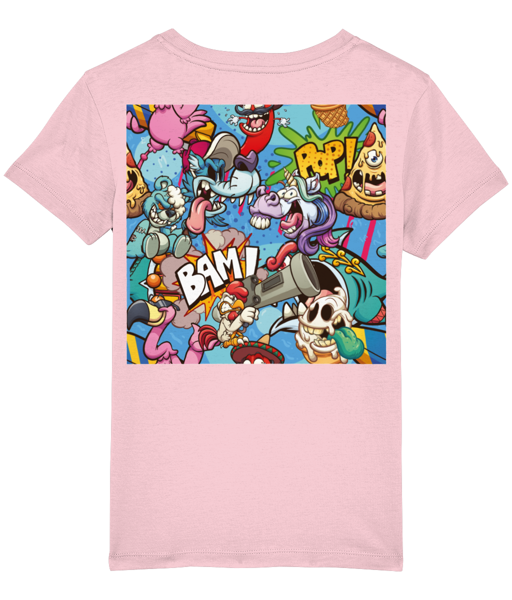 Cartoon Sketch T-Shirt Kids (Navy/Aloe Green/Cotton Pink)