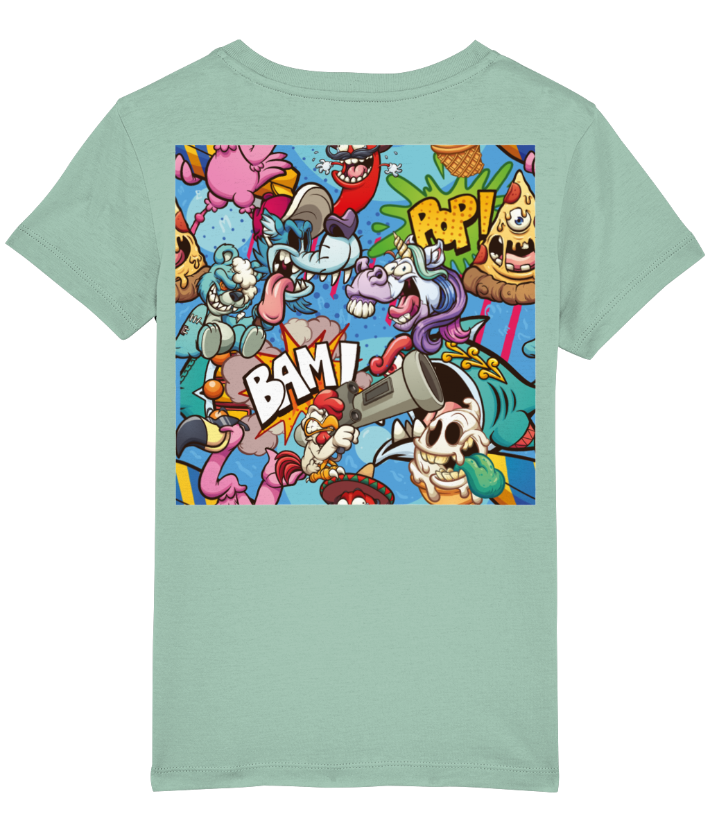 Cartoon Sketch T-Shirt Kids (Navy/Aloe Green/Cotton Pink)