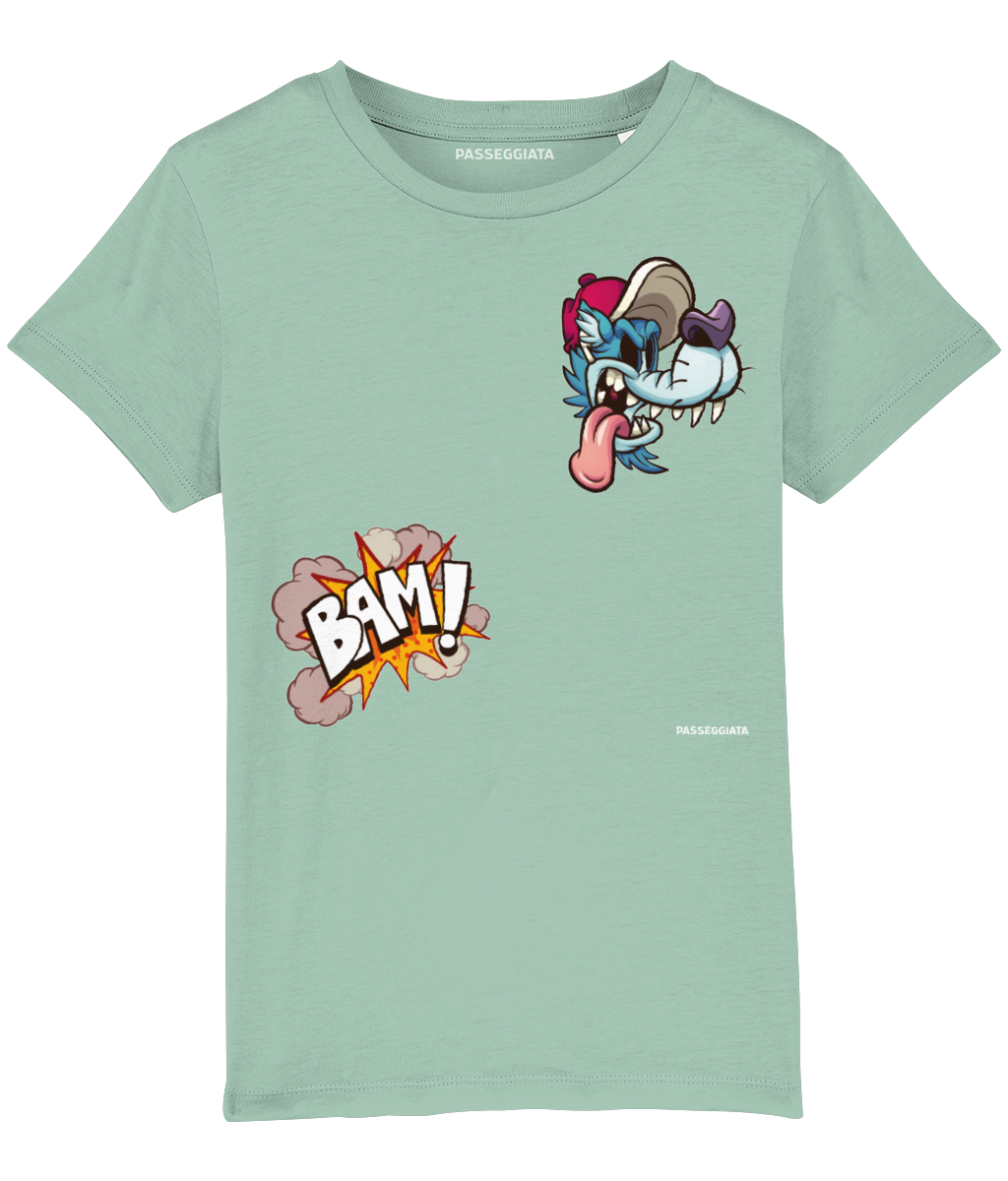 Cartoon Sketch T-Shirt Kids (Navy/Aloe Green/Cotton Pink)