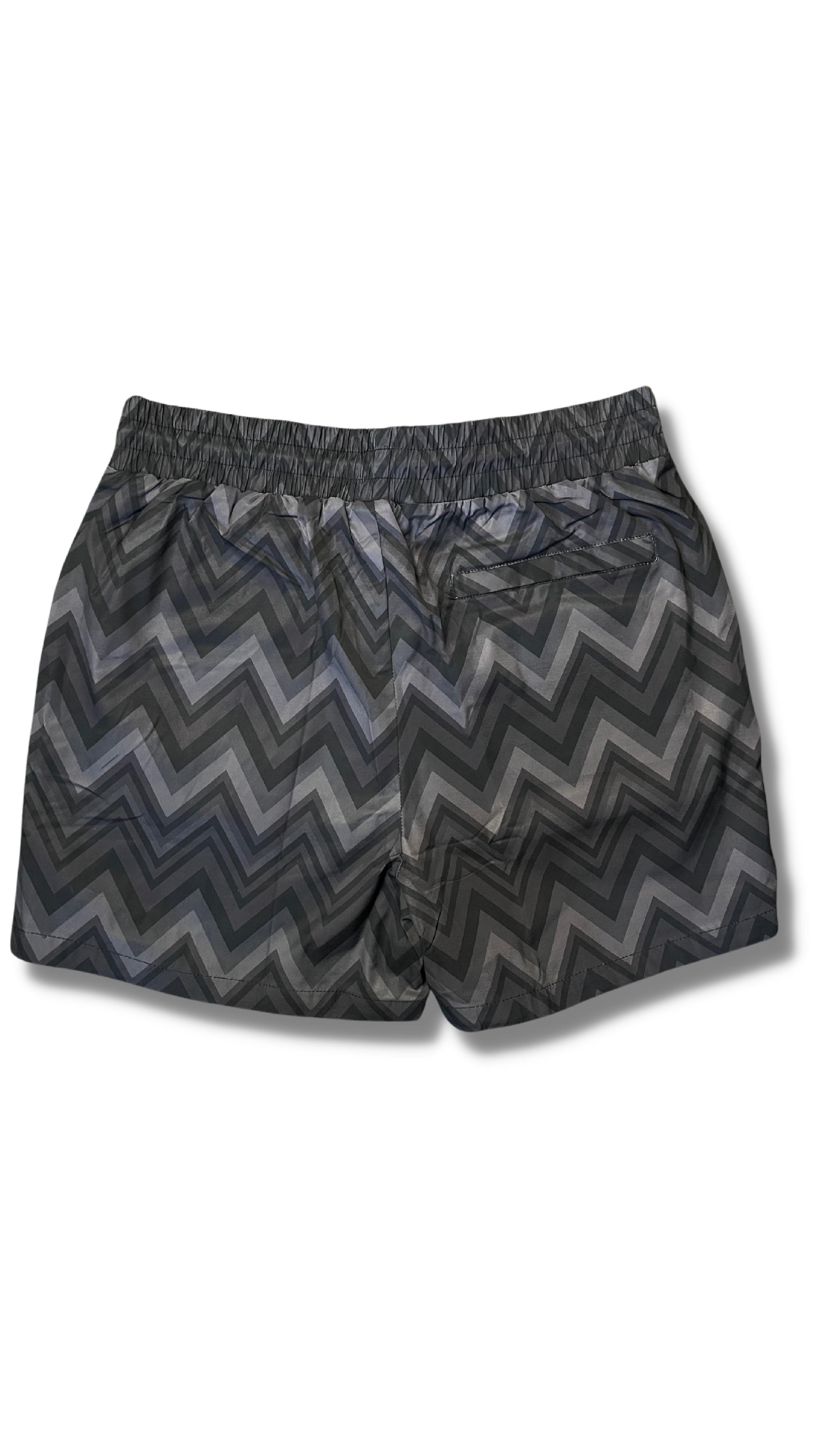 Black/Grey Zig Zag Premium Swim Shorts - passeggiata