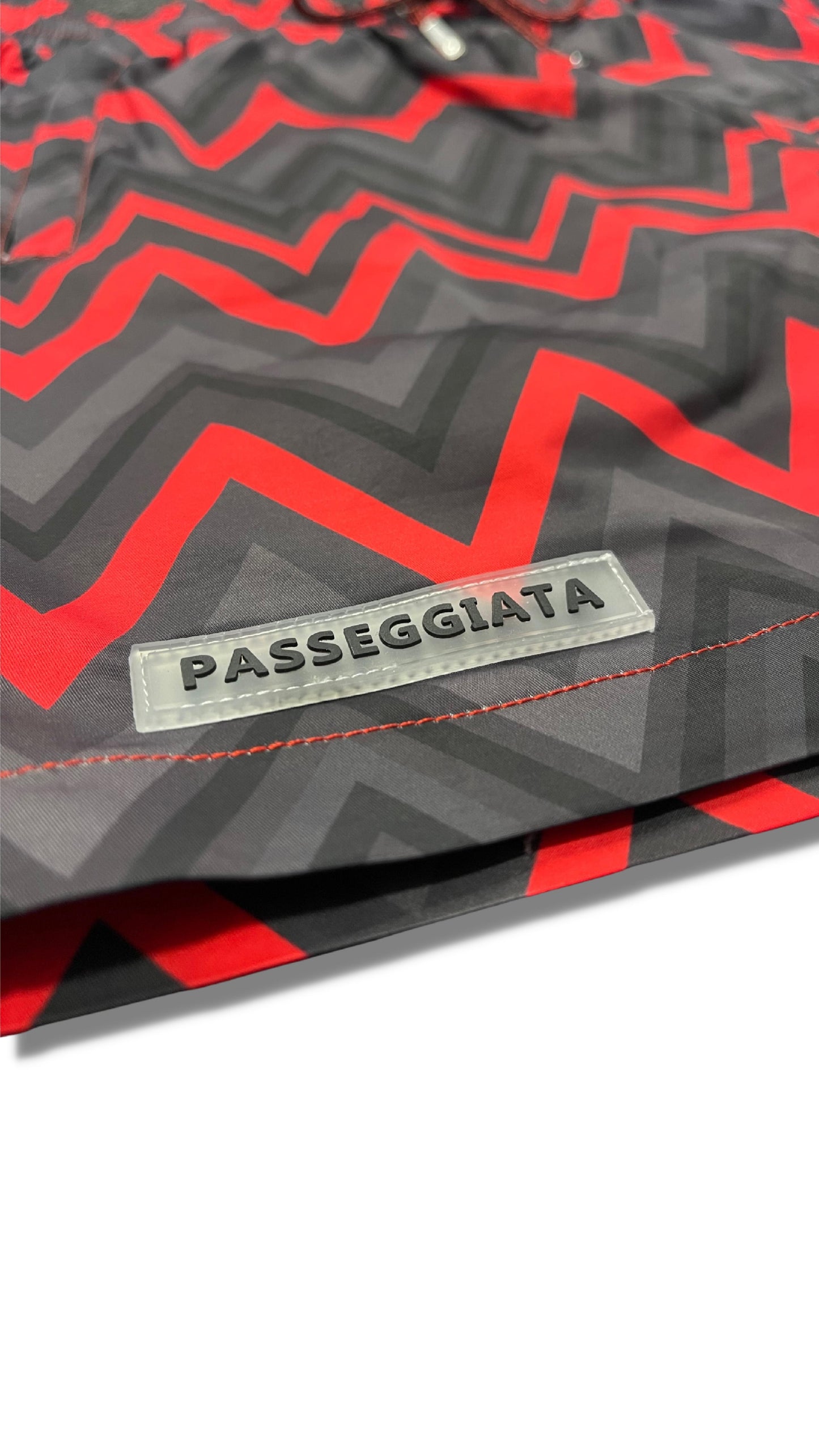 Black/Grey/Red Zig Zag Premium Swim Shorts - passeggiata