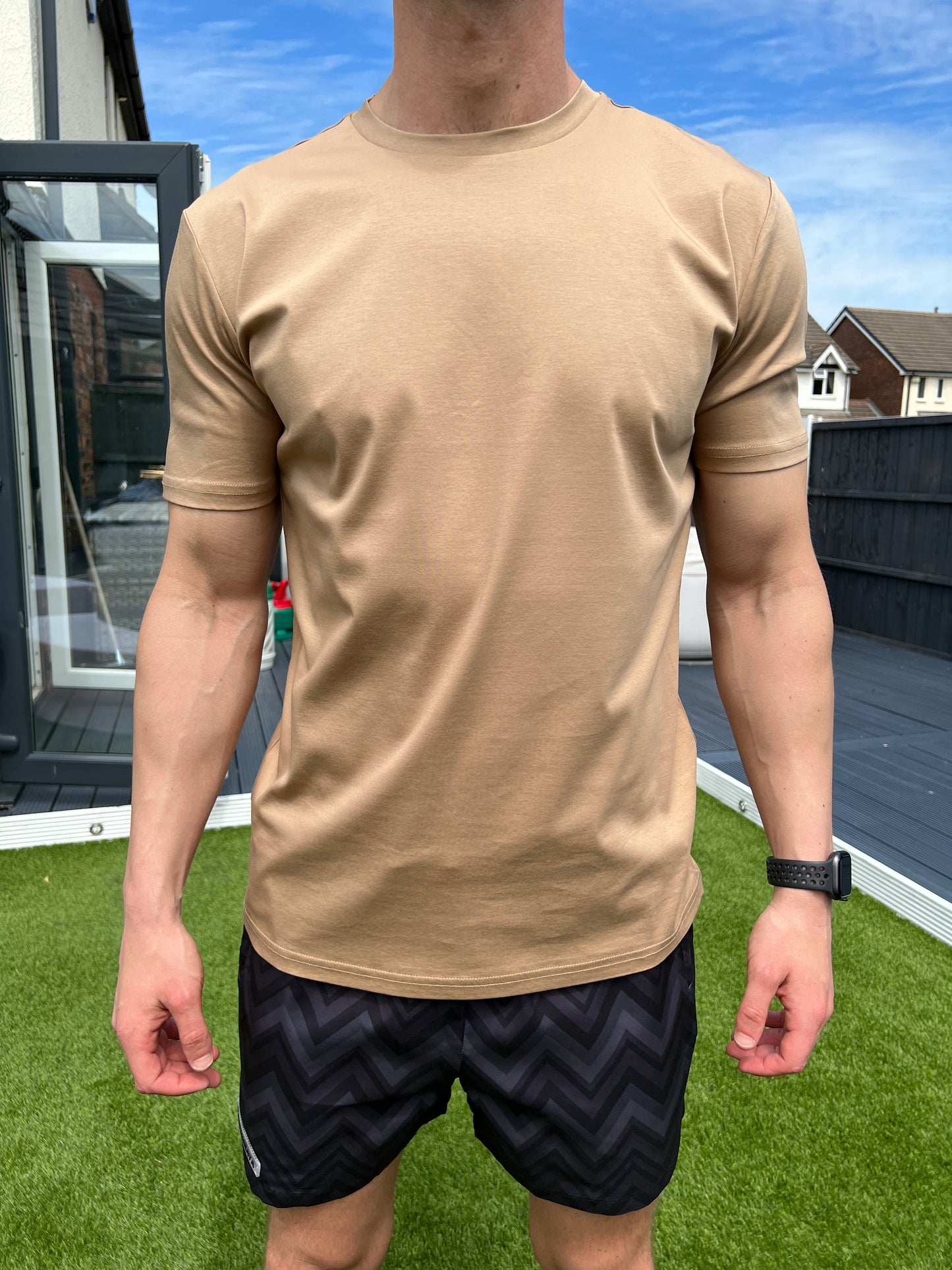 Passeggiata Mercerised Premium Cotton T-Shirt (Sand) - passeggiata