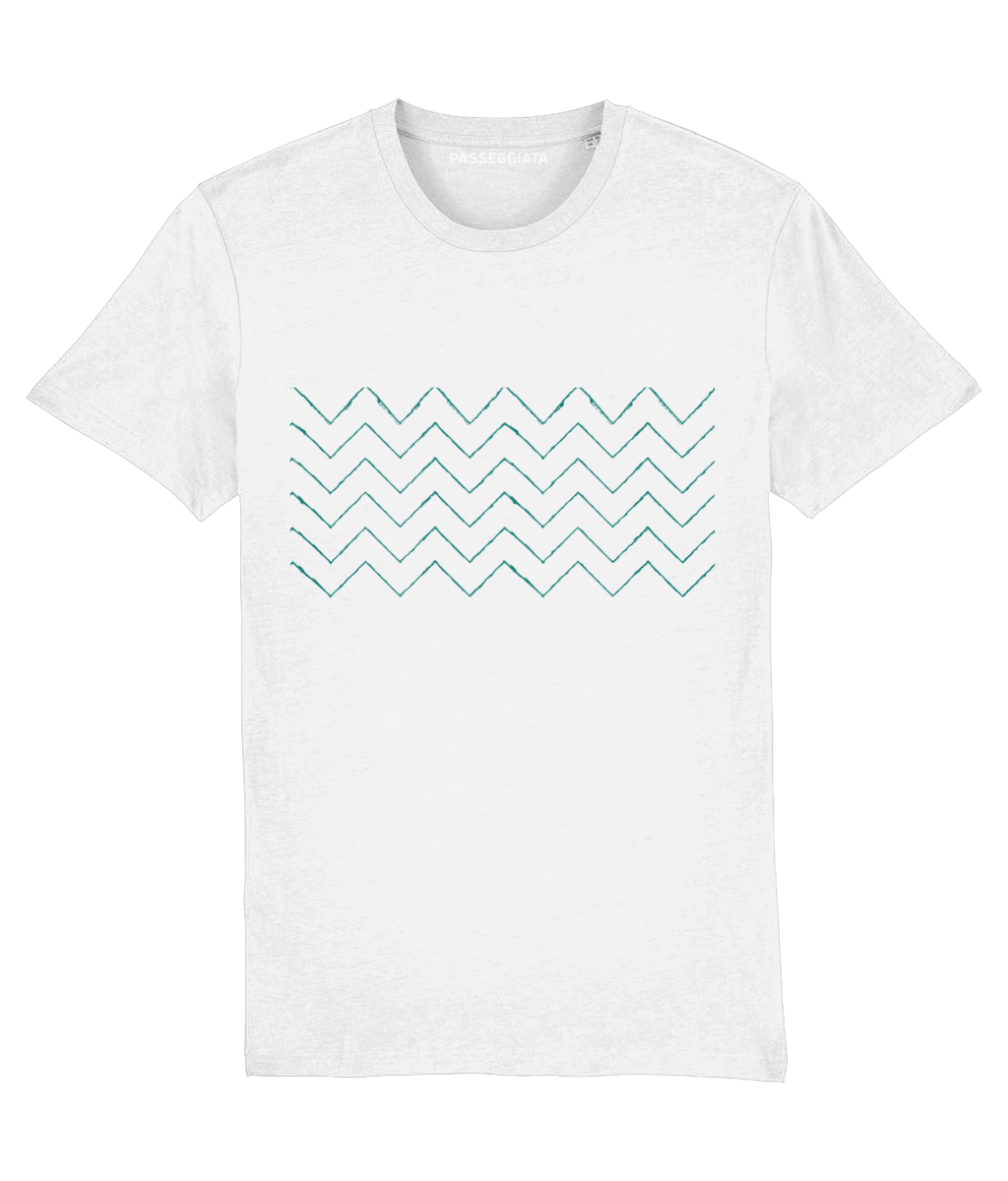 Faint Blue Zig Zag T-Shirt (White)