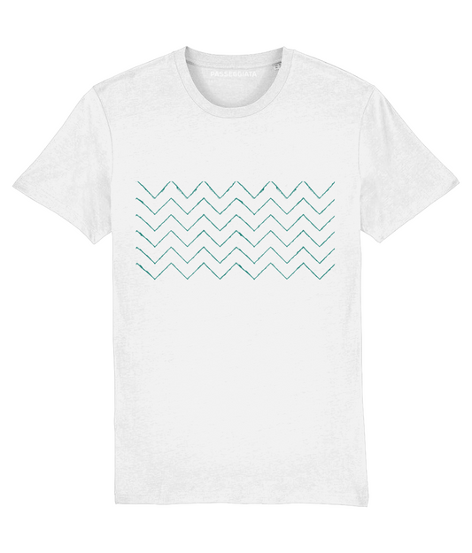 Faint Blue Zig Zag T-Shirt (White)