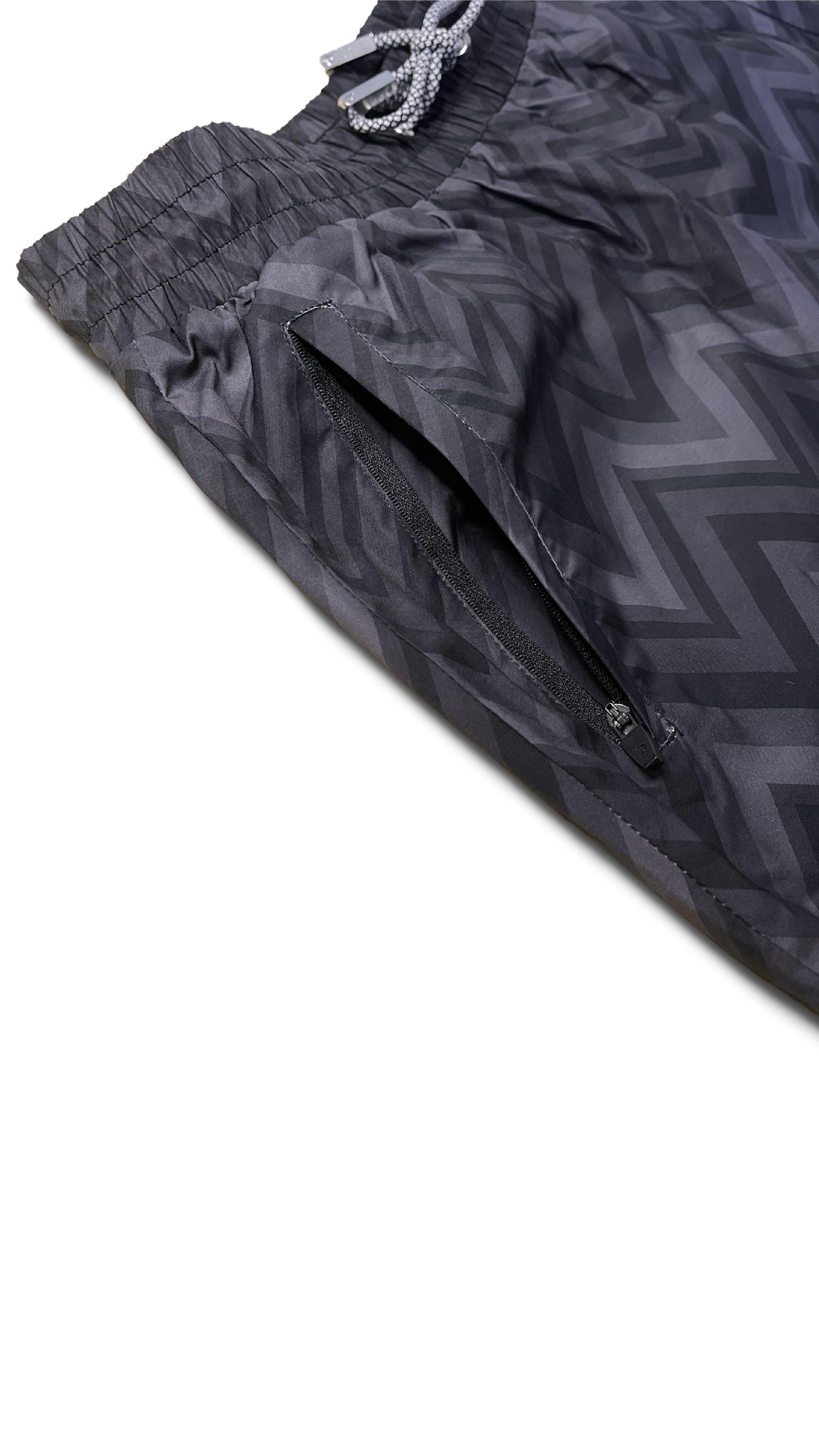 Black/Grey Zig Zag Premium Swim Shorts - passeggiata