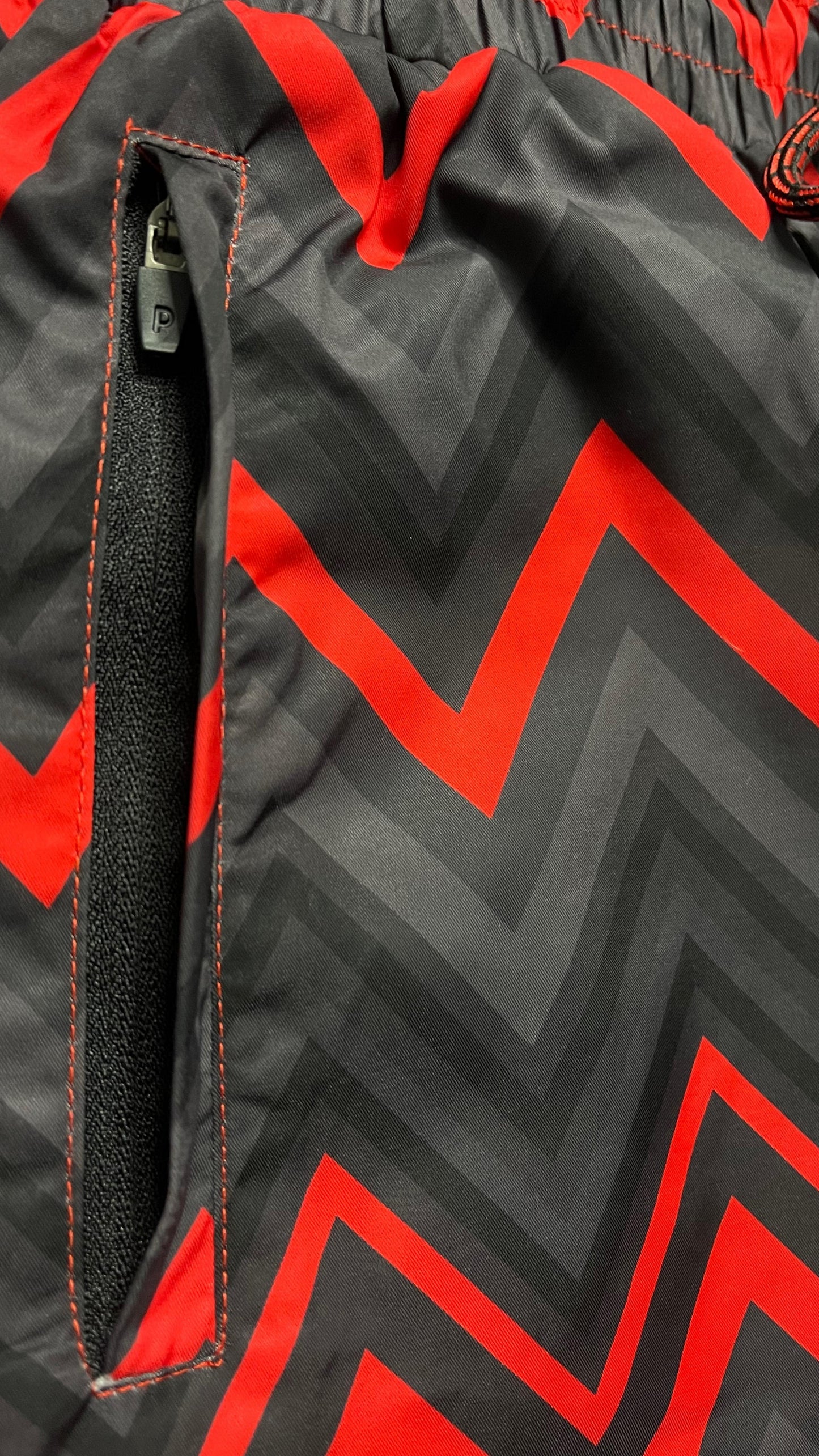 Black/Grey/Red Zig Zag Premium Swim Shorts - passeggiata