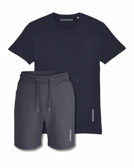 Luxury Shorts & T Shirt Set (Navy)