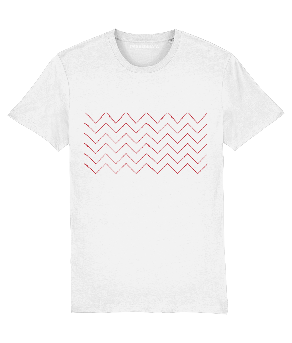 Faint Red Zig Zag T-Shirt (White)