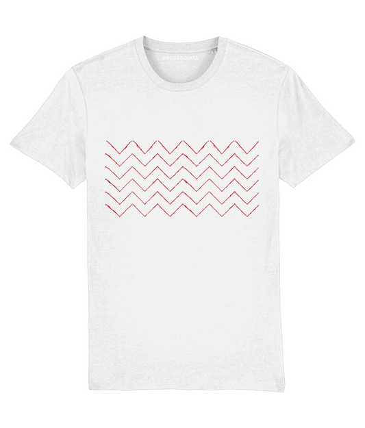 Faint Red Zig Zag T-Shirt (White)