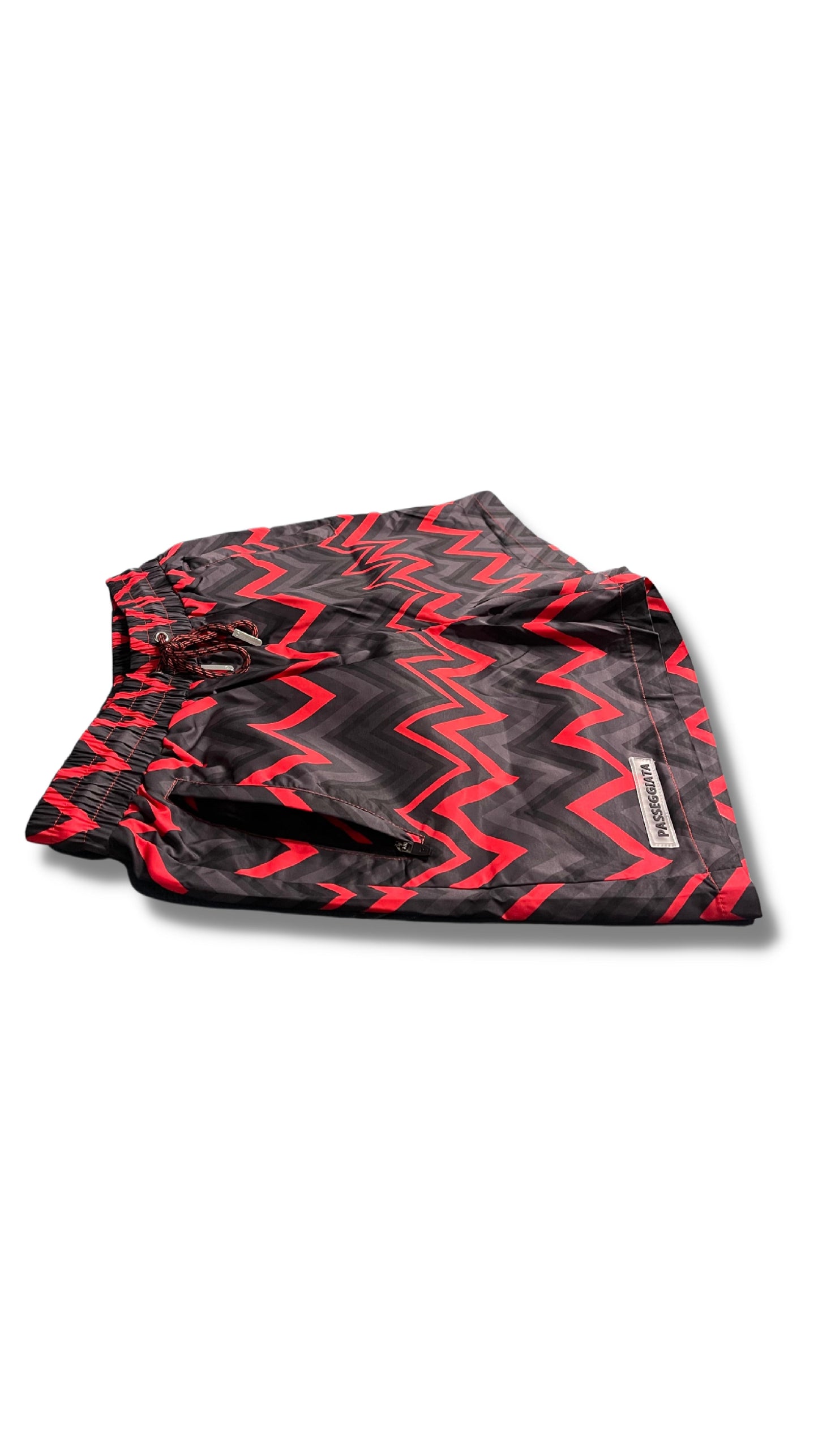 Black/Grey/Red Zig Zag Premium Swim Shorts - passeggiata