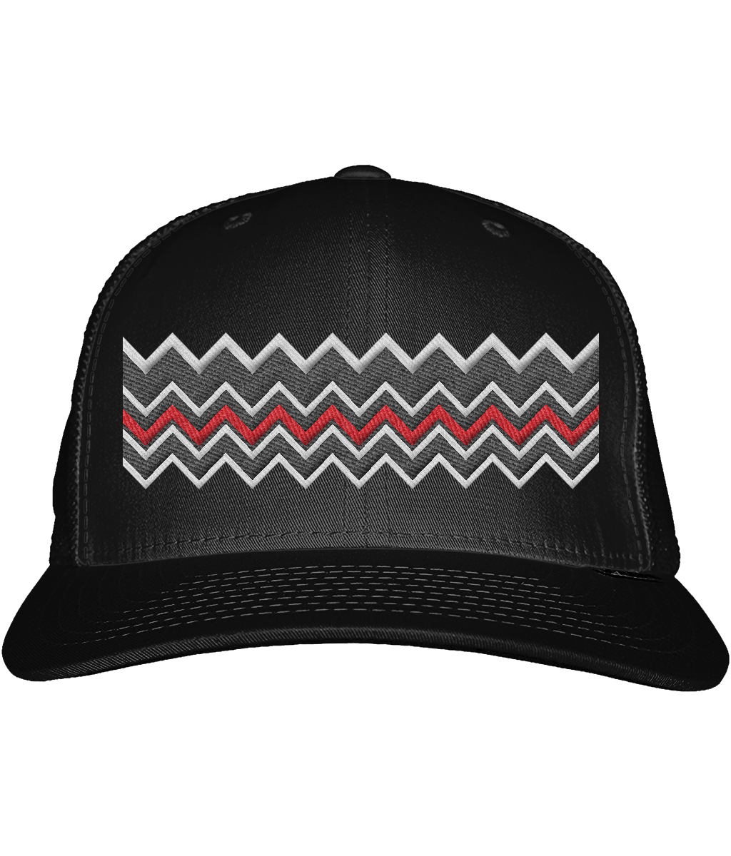 Zig Zag Trucker Cap  -  (Black & Red)