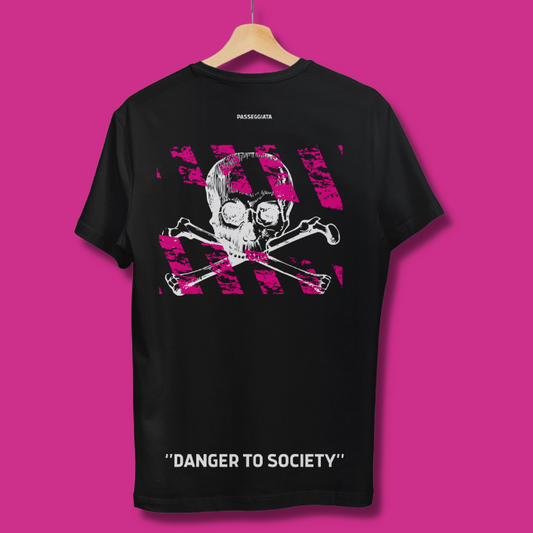 Passeggiata Danger To Society Organic Cotton T-Shirt (Black) - passeggiata